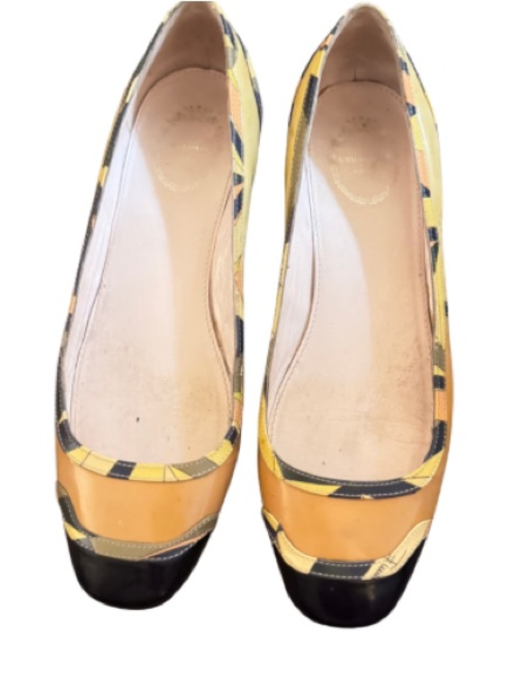 Emilio Pucci Italian Yellow & Black Corpcore Coastal Grandma Shoes Size 39 EU